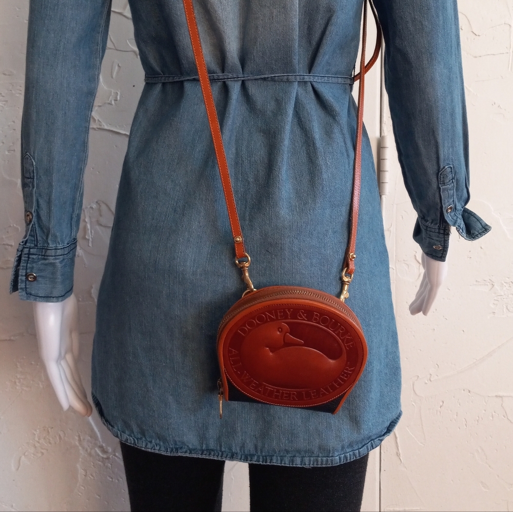 Dooney & Bourke, Vintage 1990s, Large Duck On A Strap/Wallet. Dark Navy Blue